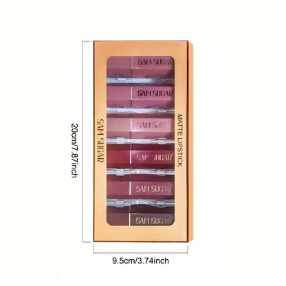 Lip Gloss Set 6pcs Velvet Finish Shiny Lip Color Collection, for Makeup, Travel and Everyday Vanity Use