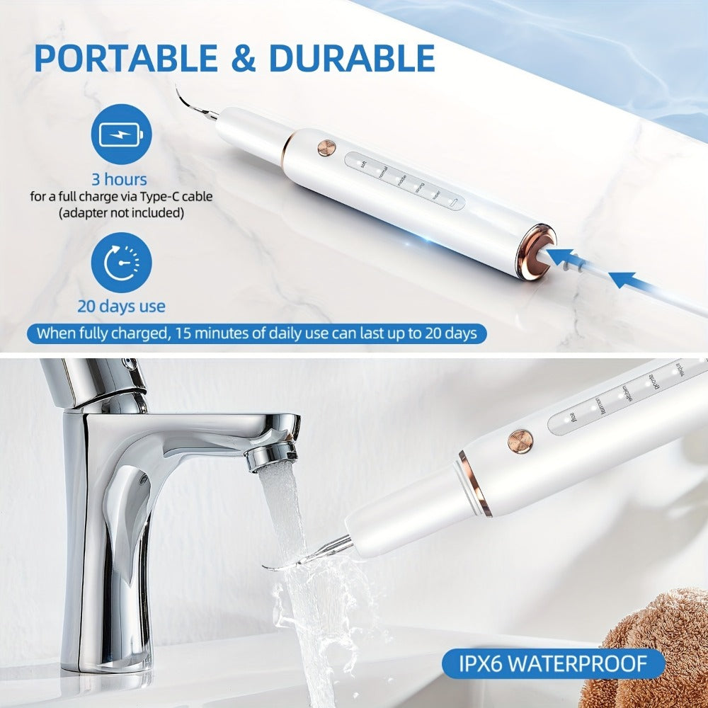Ultrasonic Tartar Remover Electric Tooth Cleaner 5-Speed IPX6 Waterproof USB Rechargeable Dental Scaler