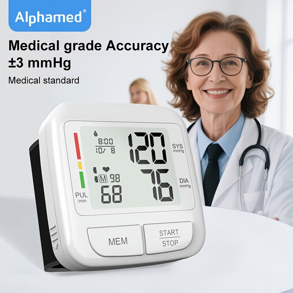 Blood Pressure Monitor Upper Arm Wrist Digital BP Machine LCD Backlit Display 2x90 Memory for Entryways, Bedrooms and Living Spaces