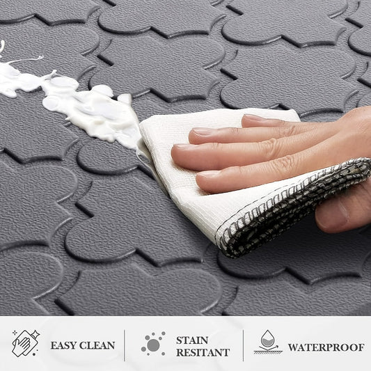 Cushioned Kitchen Standing Mat in Gray or Black with 17.3 x 29.5 and 17.3 x 47-Inch Size Options
