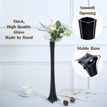 Eiffel Tower Vase Pack of 12 – Tall Glass Flower Vases for Wedding Centerpiece, Event Table Decor, Floral Arrangements & Party Decoration