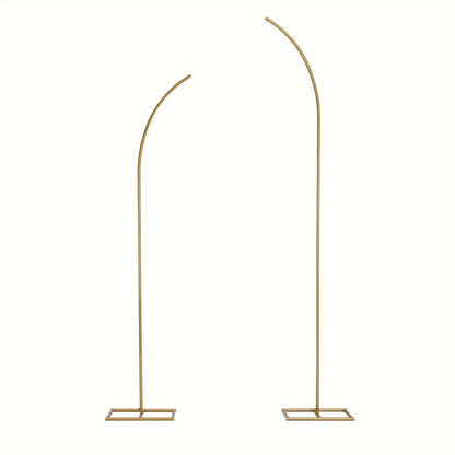 Balloon Arch Stand Kit Metal Wedding Arch Frame 6ft & 8ft Backdrop Stand Set of 2 Golden Curved Top for Birthday Party Bridal Shower