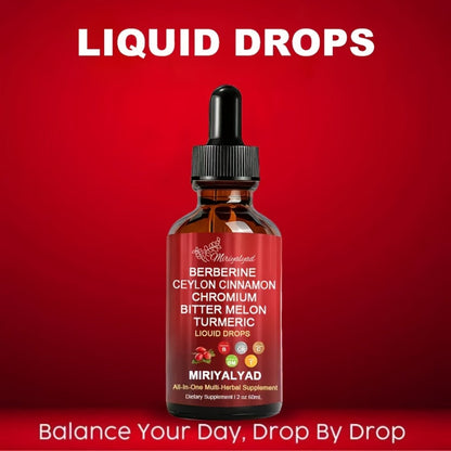 Berberine Blood Sugar Support Liquid Drops 2 fl oz with Ceylon Cinnamon Chromium Bitter Melon Turmeric