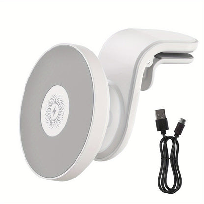 15W Magnetic Wireless Charging Car Phone Mount with Vent Clip, Swivel Joint and Black or White Finish