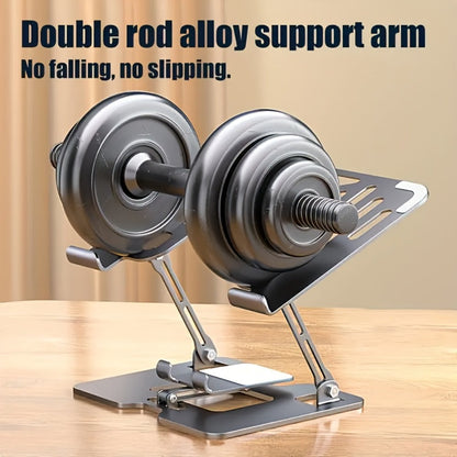 2-in-1 Laptop Stand with Phone Holder, Ergonomic Adjustable Computer Stand with Heat Dissipation, Foldable Desk Riser for 10-16 Inch