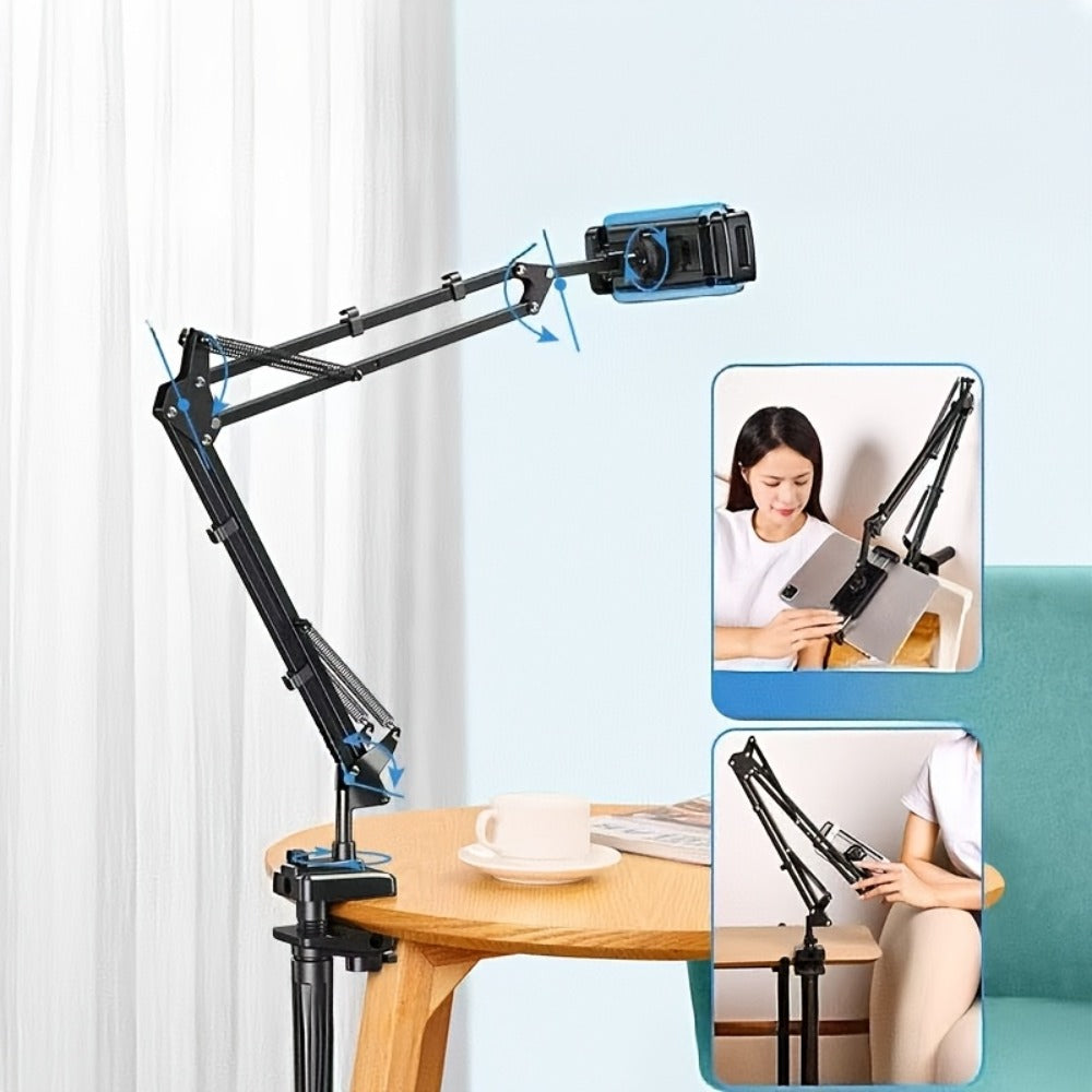 Long Arm Tablet Stand Phone Holder Flexible Gooseneck Desk Mount Bedside Tabletop Lazy Bracket 360 Rotation Compatible with iPad iPhone