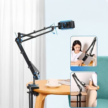 Long Arm Tablet Stand Phone Holder Flexible Gooseneck Desk Mount Bedside Tabletop Lazy Bracket 360 Rotation Compatible with iPad iPhone