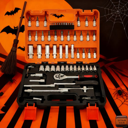 Professional Socket Wrench Tool Set 999 Piece 1/4 3/8 1/2 Drive Ratchet Set with S2 CR-V Sockets for Car Bicycle and Mechanical Work