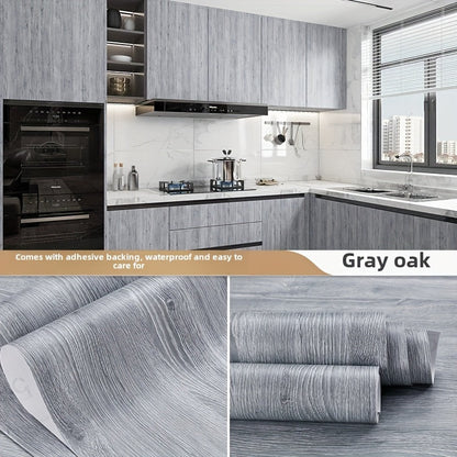 Wood Grain Floor Sticker Roll Peel & Stick Self-Adhesive Thickened Vinyl, Vintage DIY Flooring for Walls