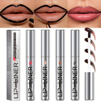 Lip Stain Pen Set 4 Colors 2-in-1 Lip Liner & Lip Tattoo – Waterproof Smudge-Proof Transfer-Resistant Matte Finish