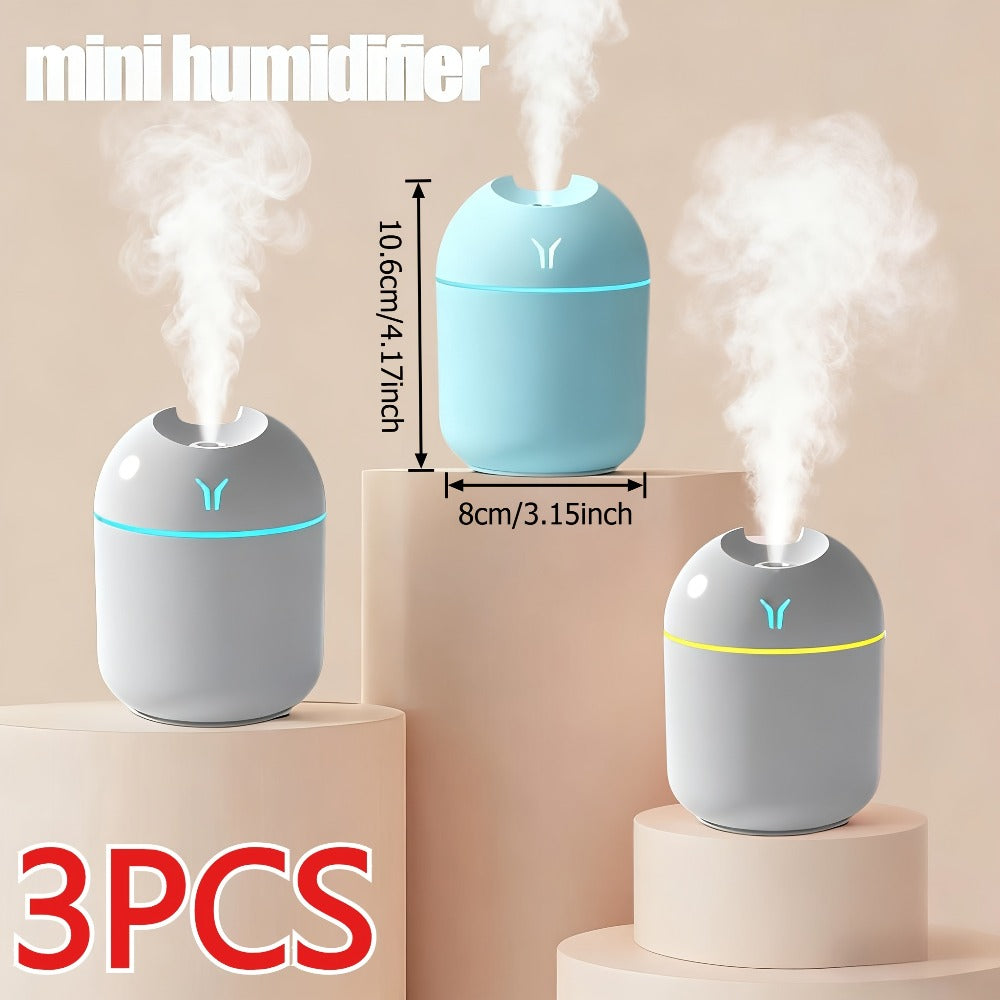 Aroma Diffuser Humidifier USB Mini, 3 Pack Cool Mist with Color Night Light, Portable for Bedroom