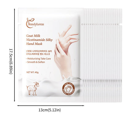 Moisturizing Hand Mask Gloves 20 Pairs with Niacinamide, Goat Milk & Glycerin | Brightening Deep Hydration Spa Treatment for Dry Rough