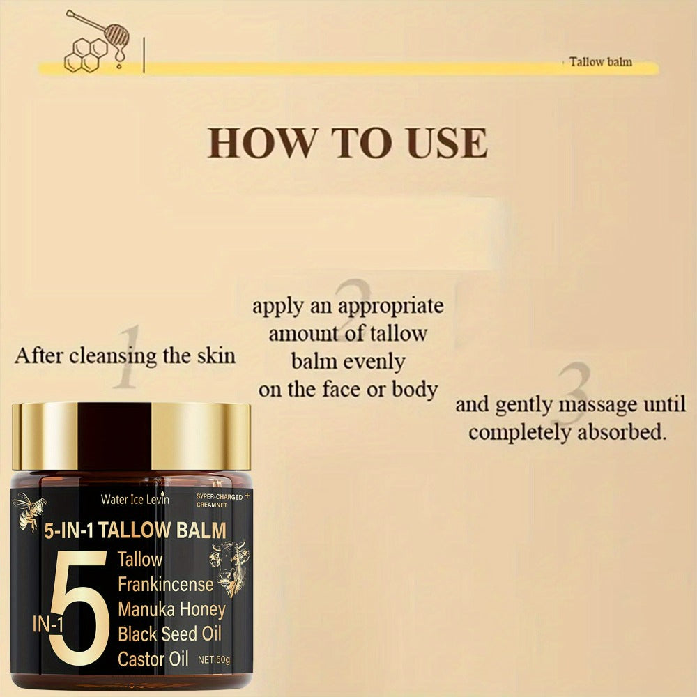 Beef Tallow Cream with Honey & Castor Oil - Deep Hydration Face & Body Cream - Skin for Entryways, Bedrooms and Living Spaces