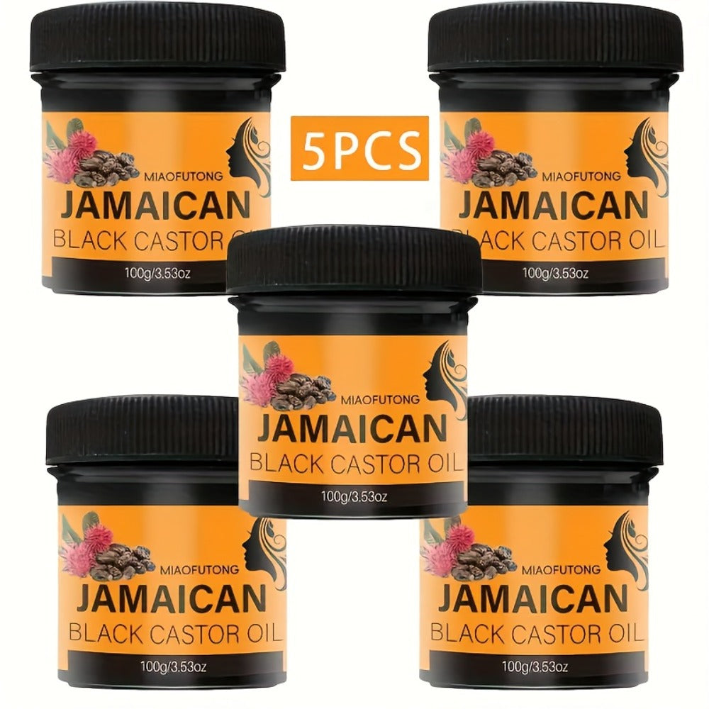 Black Castor Oil Hair Milk 5pcs, 100% Jamaica Pure Cold-Pressed Castor Oil Leave-In for Curly, Coily & Textured Hair