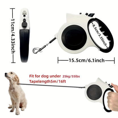 LED Retractable Dog Leash 16 Feet with Built-In Lights for Night Walks – Adjustable Durable PVC Traction Line for Small & Medium Dogs