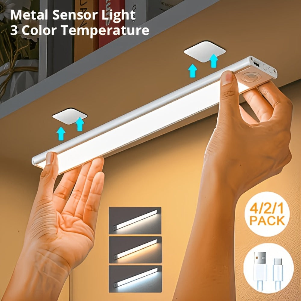 LED Motion Sensor Light USB-C Rechargeable 3 Color Temperatures Stepless Dimming Wireless for Entryways, Bedrooms and Living Spaces