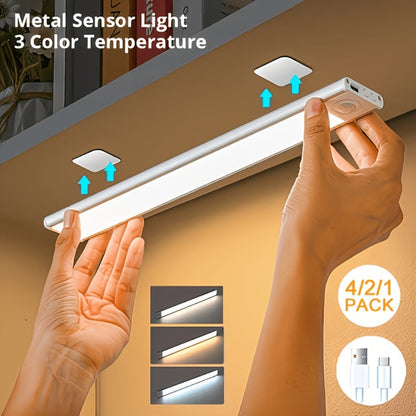 LED Motion Sensor Light USB-C Rechargeable 3 Color Temperatures Stepless Dimming Wireless for Entryways, Bedrooms and Living Spaces