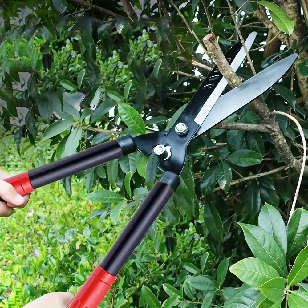Long-Handle Hedge Shears with 27cm Blades, Red Grips, 51.5cm Pictured Length and 360g Label