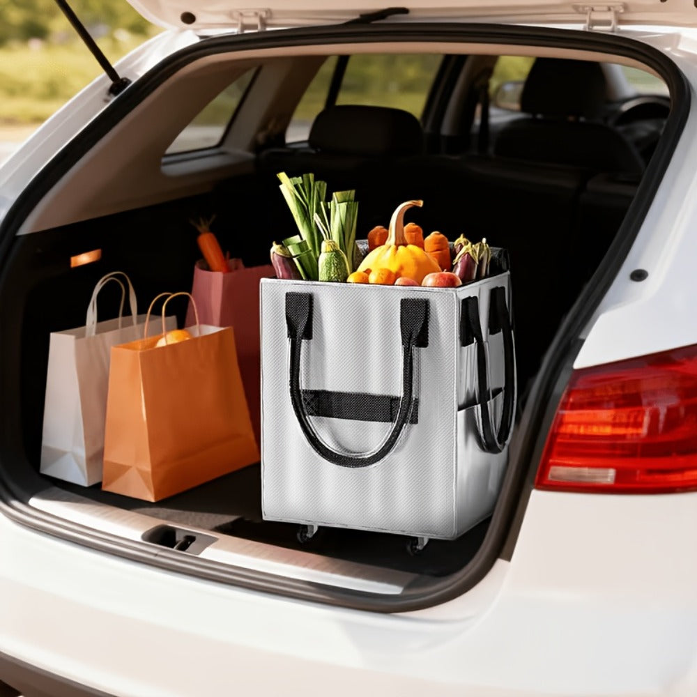 Rolling Grocery Bag with Wheels 60L Extra Large | 16 Gallon Heavy Duty Foldable Shopping Cart Waterproof | Multi-Function Travel Tote