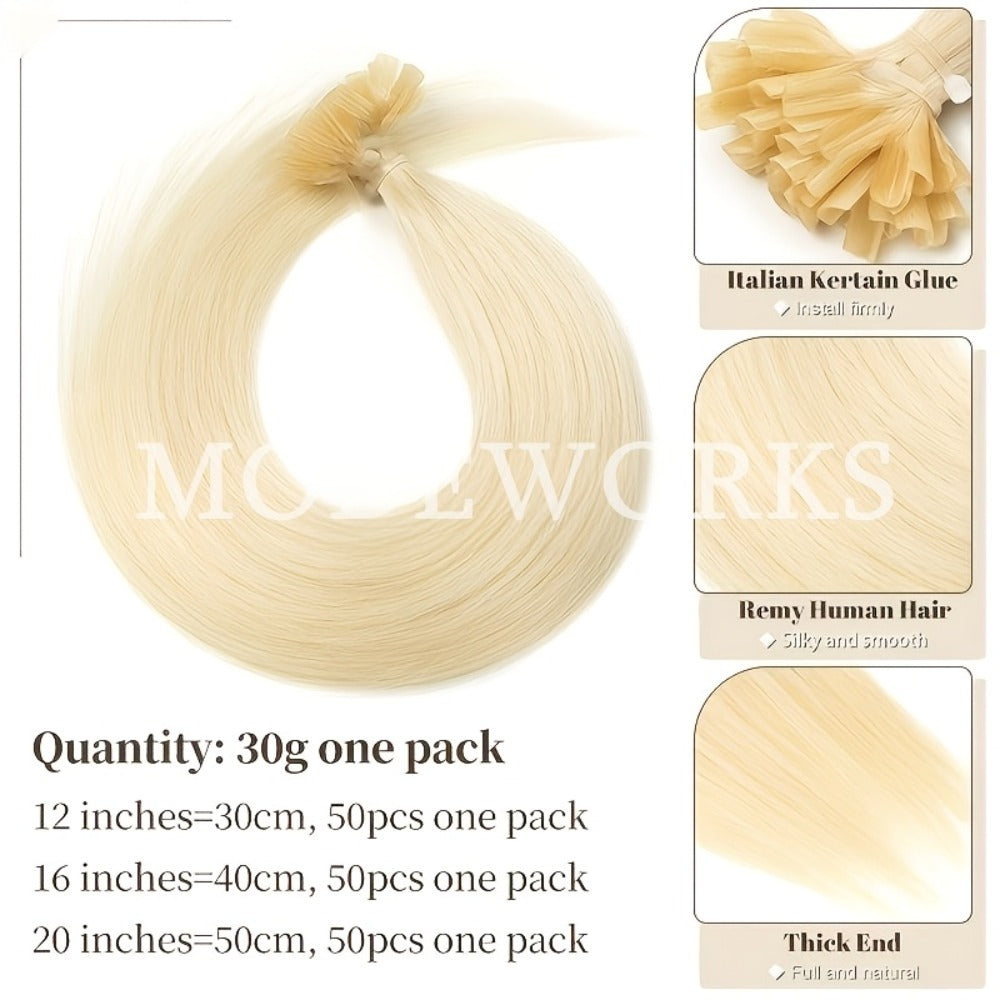 Remy Human Hair U Tip Keratin Extensions Straight Seamless Invisible Nail Tip Bond 50 Strands 12 14 16 18 20 Inch Natural Black Jet Black