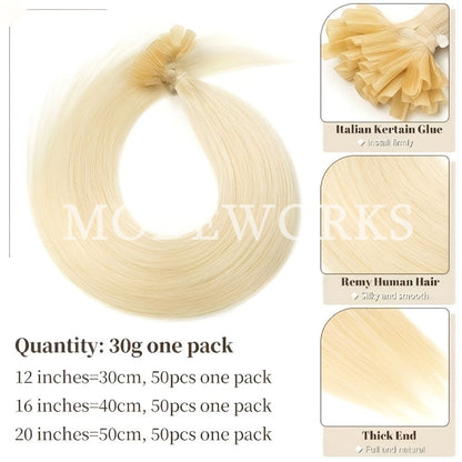 Remy Human Hair U Tip Keratin Extensions Straight Seamless Invisible Nail Tip Bond 50 Strands 12 14 16 18 20 Inch Natural Black Jet Black