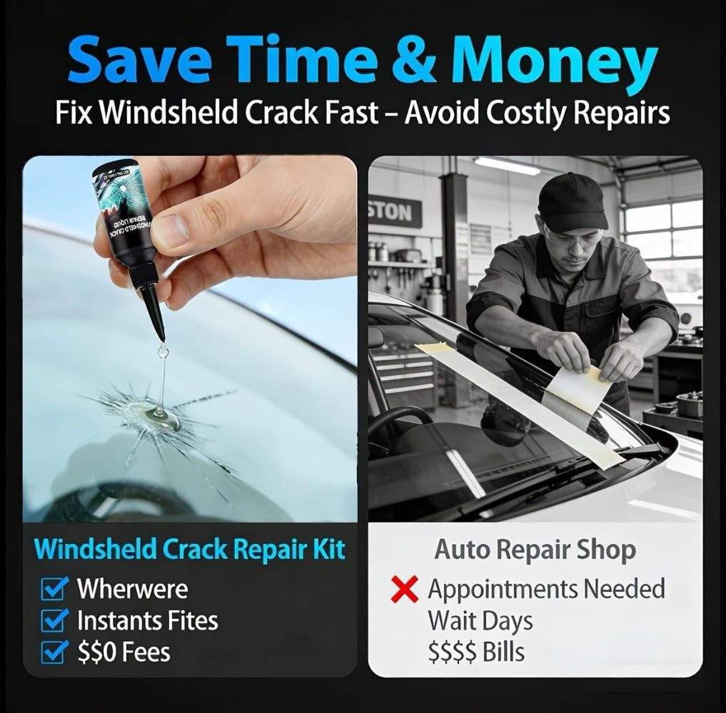 Windshield Repair Kit – Nano Resin Fix for Chips, Bullseye & Star Cracks in 15 Minutes, DIY Glass Crack Repair with Suction Injector