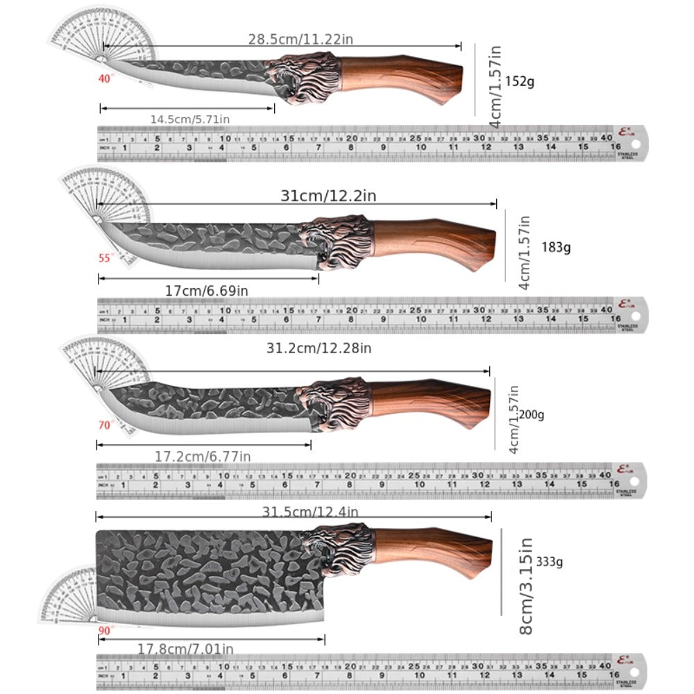 Kitchen Knife Set 4- or 7-Piece Forged Stainless Steel with Boning, Slicing, Butcher Knives, Shears and Rack Options