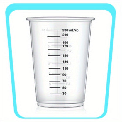 Plastic Measuring Cups with Wooden Sticks 100 Sets Clear Graduated Mixing Cups oz/ml/cc for Resin