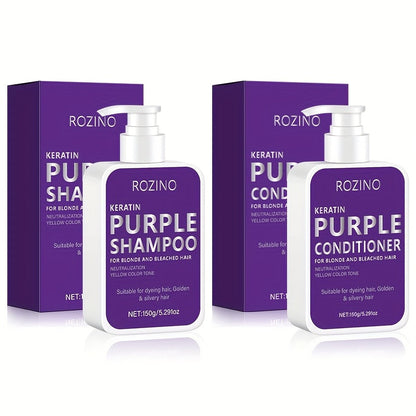 Purple Shampoo and Conditioner Set 2PCS for Blonde Silver Platinum Hair - Toning Brass & Yellow Neutralizer