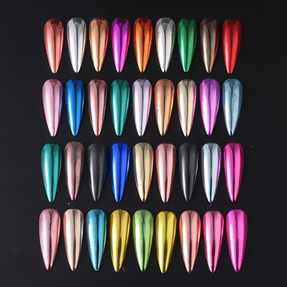 Chrome Holographic Nail Powder Set 36 Colors, Mirror Chrome Glitter Pigment Dust Kit for Gel Nails Acrylic