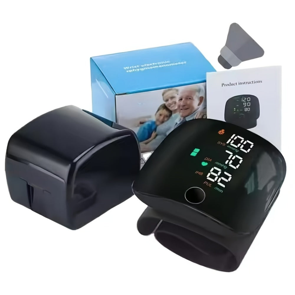 Wrist Blood Pressure Monitor Professional – Automatic BP Monitor with High-Precision LCD Display, Voice Language Prompts & Memory Function