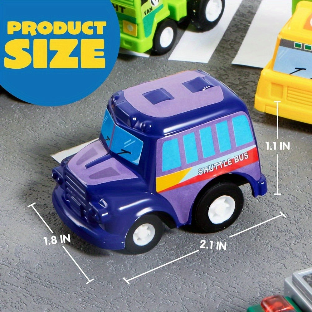 25PCS Pull Back Cars & Trucks Toy Vehicle Set for Kids, Fire Truck, Police Car, School Bus & More