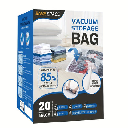 Clear Vacuum Storage Bag Set with Blue Valves and 4-, 8-, 10-, 12-, 20- or 30-Piece Checkout Options