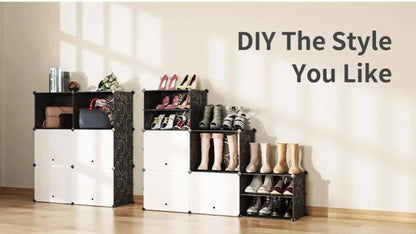 Shoe Rack Organizer Free Standing, Shoe Storage Cabinet for Boots, Slippers & High Heels, 2×6 / 3×8 Tier Shoe Shelf for Closet