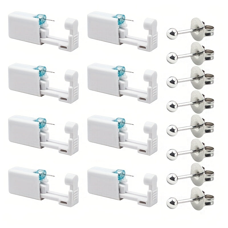 Ear Piercing Kit, 8 PCS Disposable Self Piercing Gun with 316 Stainless Steel Earrings for Entryways, Bedrooms and Living Spaces