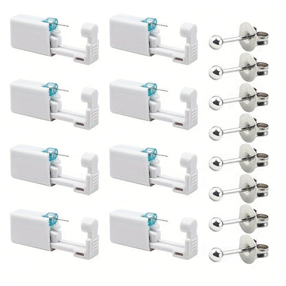 Ear Piercing Kit, 8 PCS Disposable Self Piercing Gun with 316 Stainless Steel Earrings for Entryways, Bedrooms and Living Spaces