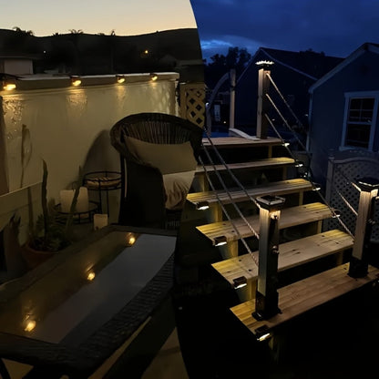 Solar LED Deck and Step Light Set in 8-, 16- or 32-Piece Packs with Black, White or Brown Shells