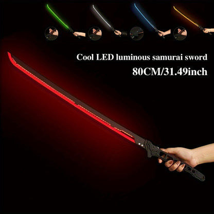 LED Samurai Sword Cyberpunk Glowing Katana 80cm, Acrylic Light-Up Blade for Halloween Costume Party Cosplay Sci-Fi Anime Props