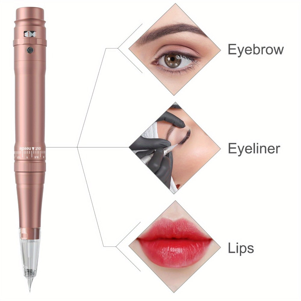 Permanent Eyebrow Tattoo Kit PMU Pen - Includes Tattoo Pen, Ink, Eyebrow & Lip Tattoo Needles, Practice Accessories