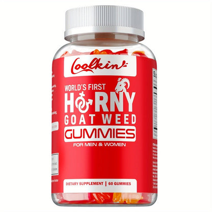 Horny Goat Weed Gummies with Maca Root Tongkat Ali Tribulus & L-Arginine, Men's Vitality & Energy Support Chewable Supplement