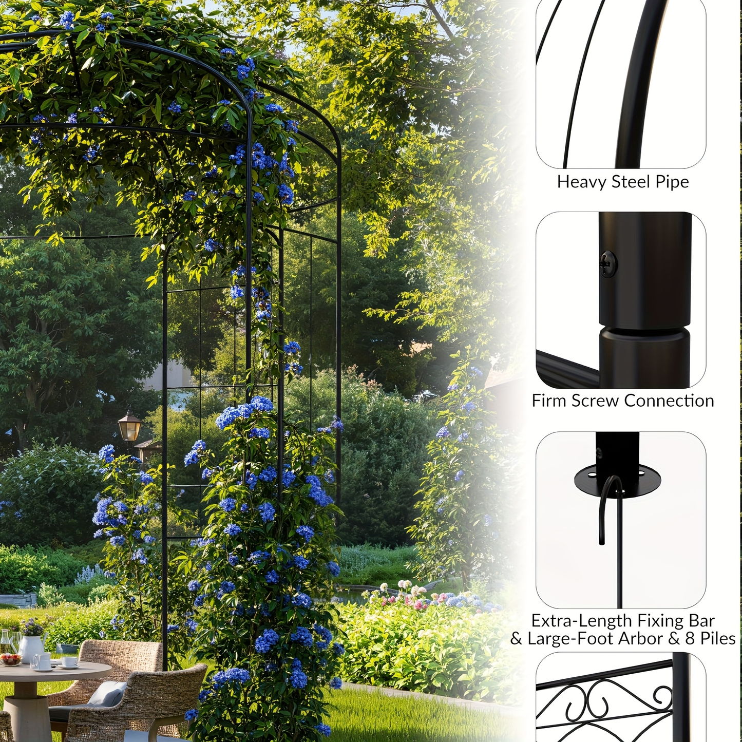 Garden Gazebo Arch 9ft Birdcage Pergola Climbing Plants Wedding Decor