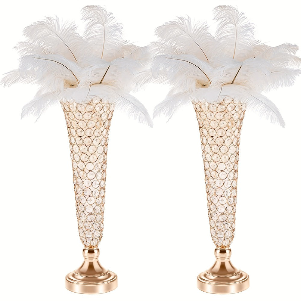 Crystal Trumpet Flower Vase Centerpieces for Wedding Table – Bling Wrought Crystal Vases for Party, Anniversary, Birthday