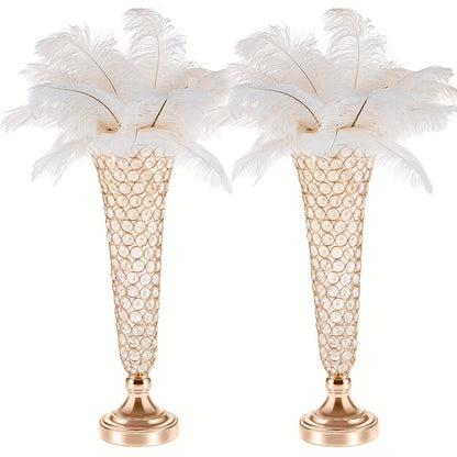 Crystal Trumpet Flower Vase Centerpieces for Wedding Table – Bling Wrought Crystal Vases for Party, Anniversary, Birthday