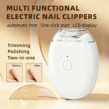 Electric Nail Clipper 2-in-1 Rechargeable USB Nail Trimmer Grinder Polisher Multifunctional Nail Care Tool