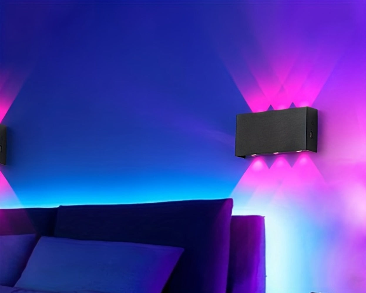 RGB Wall Light 2 Pack Battery Powered - Seven Color Gradient Dimming Night Light with Touch Switch