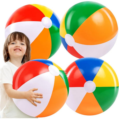 Rainbow Beach Balls 4-Pack 20 Inch, Large Inflatable Beach Ball Set for Pool Party Decorations