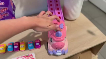 Pink Unicorn Monster Truck Track Set with 8 Princess Cars, Lights & Sounds with the Listed Color, Size or Set Options for Everyday Use