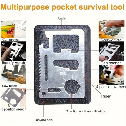 Outdoor Survival Gear Kit 6pcs SOS Emergency Set with Multi-Tool Whistle Compass Fire Starter for Entryways, Bedrooms and Living Spaces