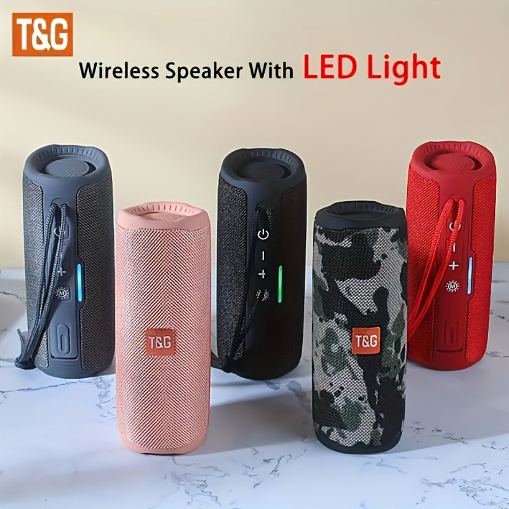 Portable Bluetooth Speaker TG365 with LED, TWS, Mic, FM Radio, TF, USB and AUX in Four Colors