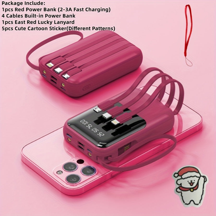 10000mAh Mini Power Bank 4 Built-In Cables Ultra-Bright LED Digital Display for an Everyday Personal Care Routine